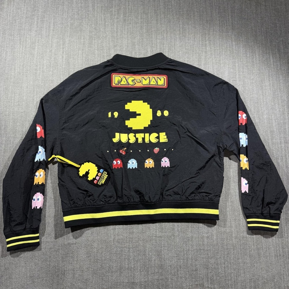 Justice Jacket Girls 18 Black Pac-Man Graphic Bomber Full Zip Video Game